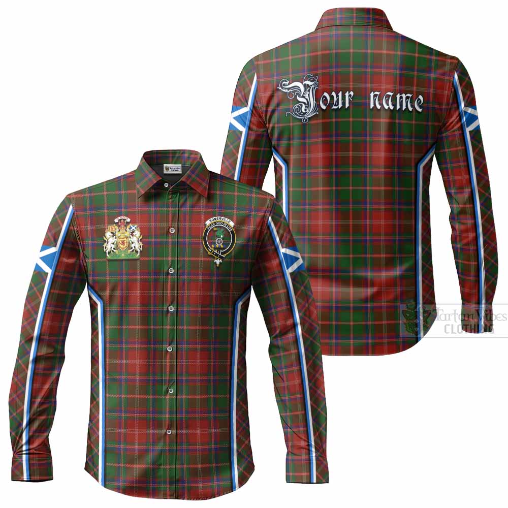 Somerville Tartan Crest Long Sleeve Button Shirts Scotland Coat of Arm Flag Style - Tartan Vibes Clothing