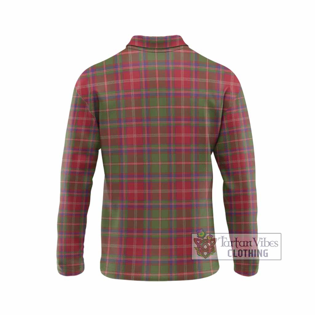 Somerville Tartan Crest Long Sleeve Polo Shirt Ferocious Lion Style
