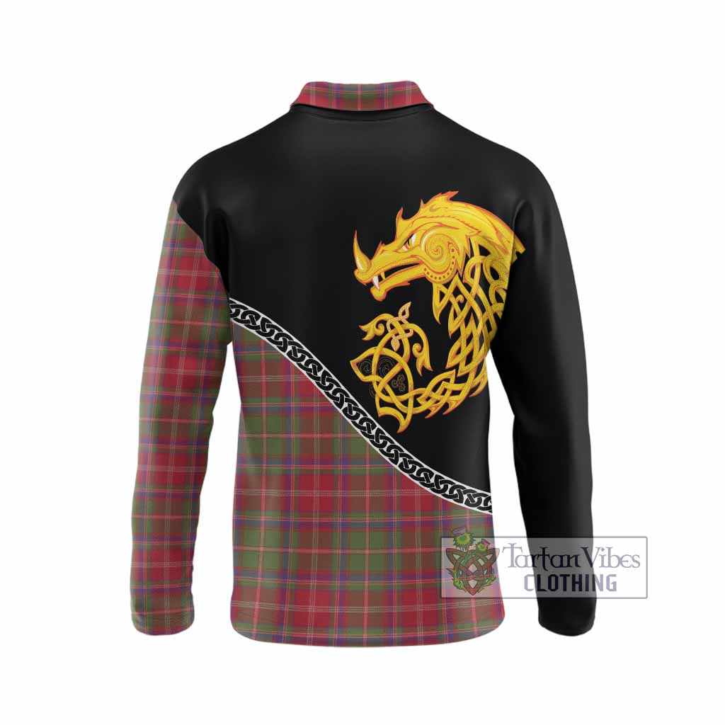Somerville Tartan Crest Long Sleeve Polo Shirt Legendary Dragon Knot Half Style