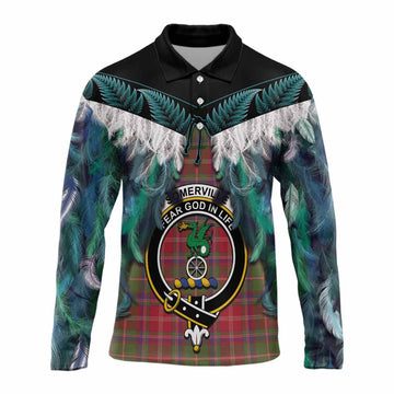 Somerville Tartan Crest Long Sleeve Polo Shirt New Zealand Maori Korowai Cloak