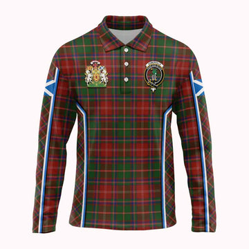Somerville Tartan Crest Long Sleeve Polo Shirt Scotland Coat of Arm Flag Style