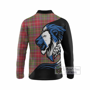 Somerville Tartan Crest Long Sleeve Polo Shirt Scottish Golden Lions Wave Flow