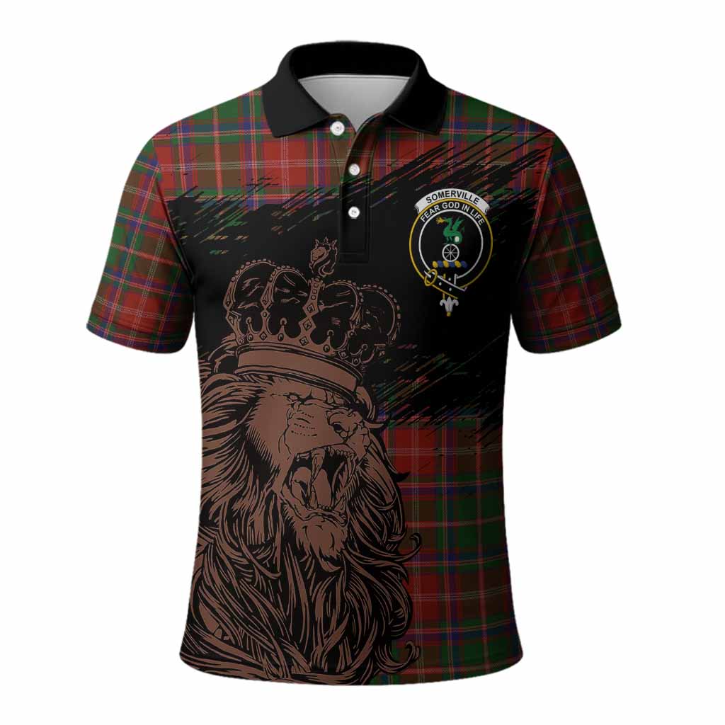 Somerville Tartan Crest Polo Shirt Crowned Lion Heritage Style