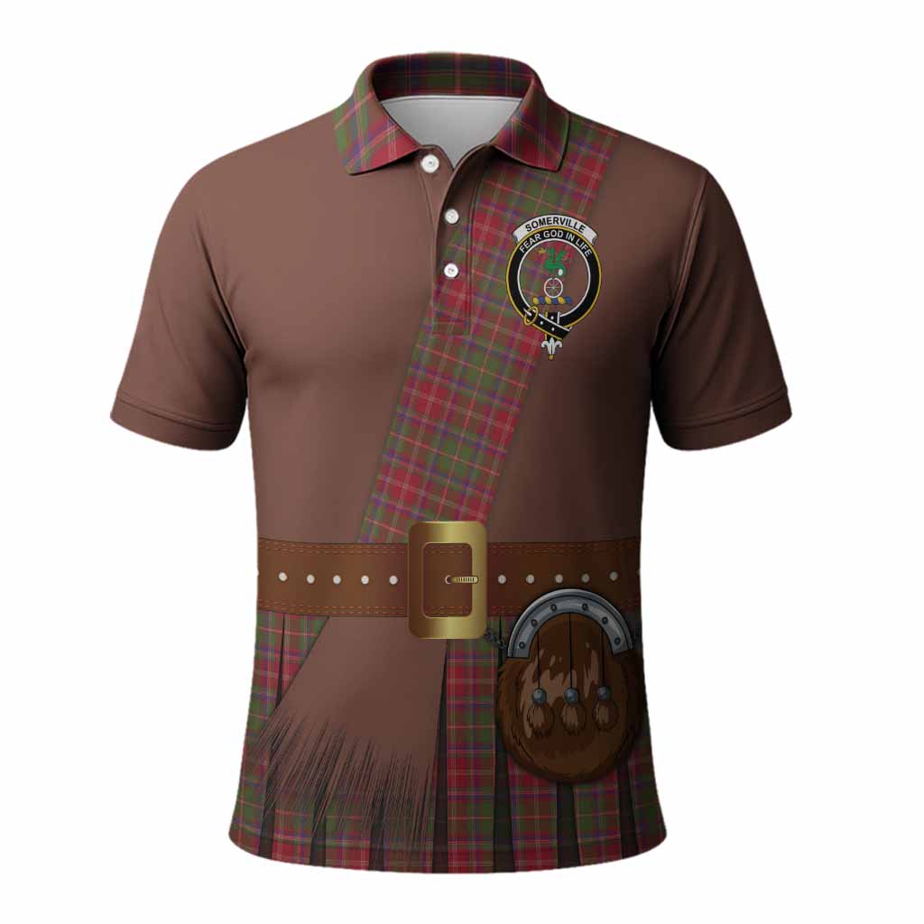 Somerville Tartan Crest Polo Shirt Kilt Costume Style