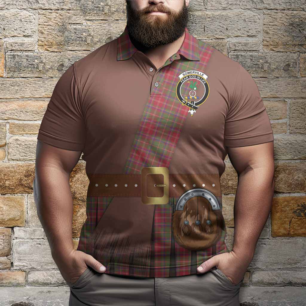 Somerville Tartan Crest Polo Shirt Kilt Costume Style