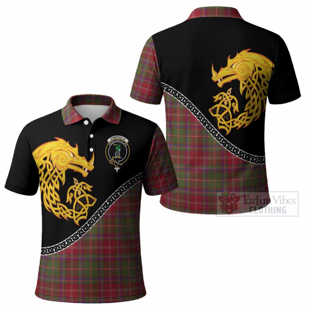 Somerville Tartan Crest Polo Shirt Legendary Dragon Knot Half Style