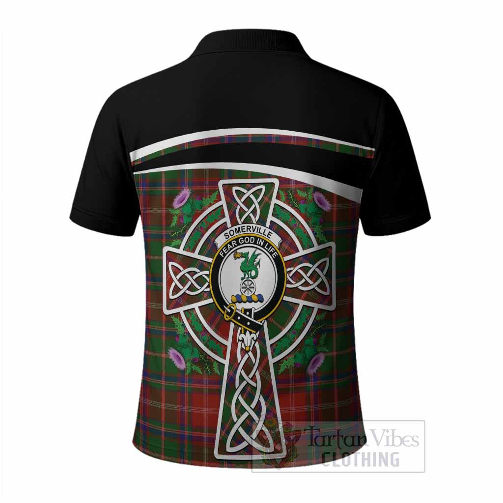 Somerville Tartan Crest Polo Shirt Scottish Thistle Celtic Cross Alba Gu Brath