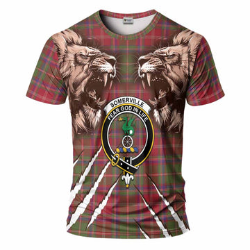 Somerville Tartan Crest T-Shirt Ferocious Lion Style