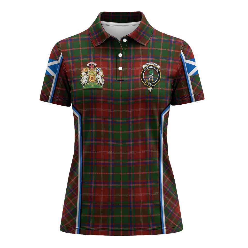 Somerville Tartan Crest Women's Polo Shirt Scotland Coat of Arm Flag Style - Tartan Vibes Clothing