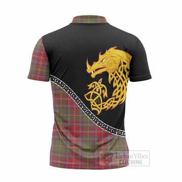 Somerville Tartan Crest Zipper Polo Shirt Legendary Dragon Knot Half Style