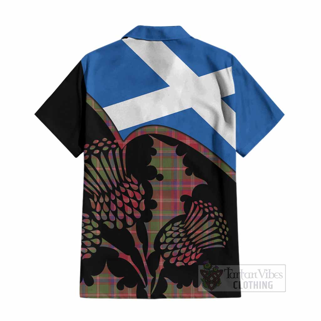 Somerville Tartan Family Crest Cotton Hawaiian Shirt Scotland Thistle Floral Flag Style