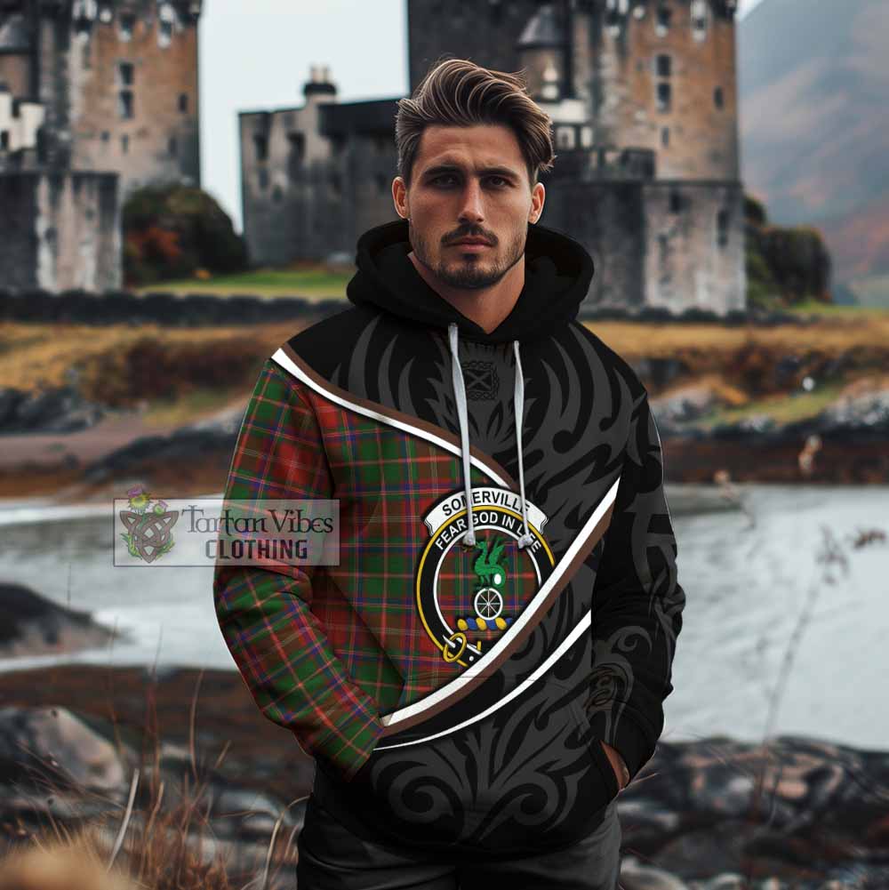 Somerville Tartan Family Crest Cotton Hoodie Celtic Scottish Thistle Floral - Tartan Vibes Clothing