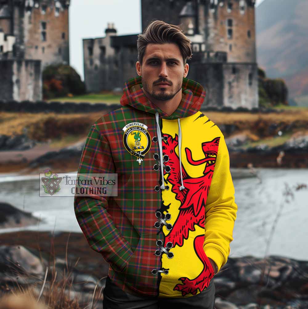 Somerville Tartan Family Crest Cotton Hoodie Lion Rampant Honor - Tartan Vibes Clothing