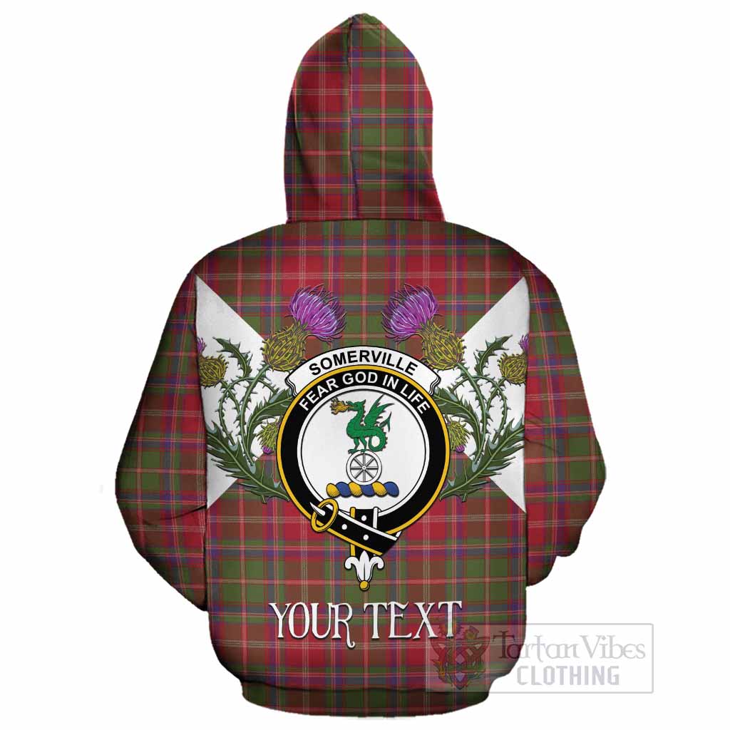 Somerville Tartan Family Crest Cotton Hoodie Scottish Burns Night Thistle Floral