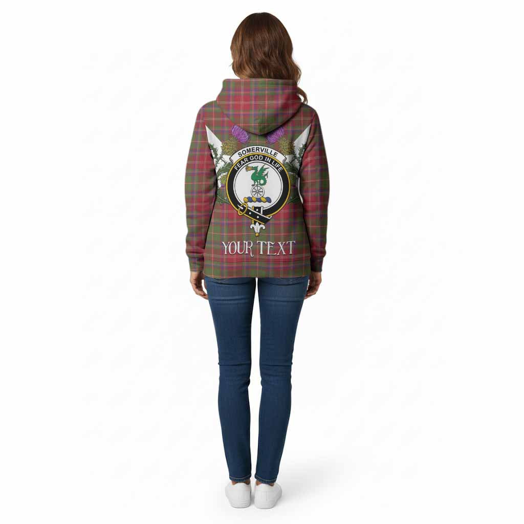 Somerville Tartan Family Crest Cotton Hoodie Scottish Burns Night Thistle Floral