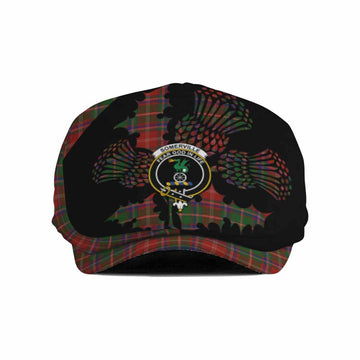 Somerville Tartan Family Crest Flat Cap, Jeff Cap Scotland Thistle Floral