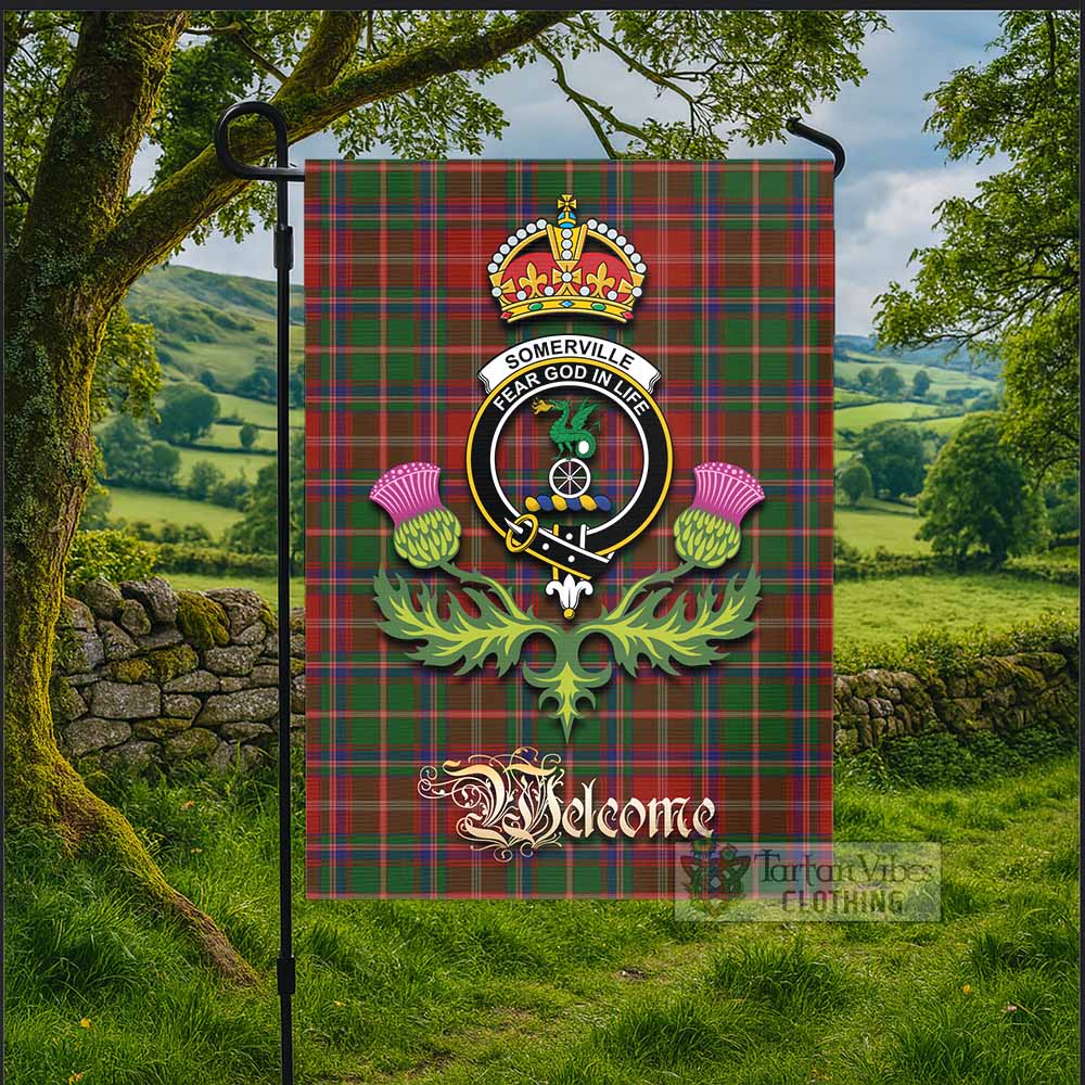 Somerville Tartan Family Crest Garden Flag Royal Thistle Welcome Style - Tartan Vibes Clothing