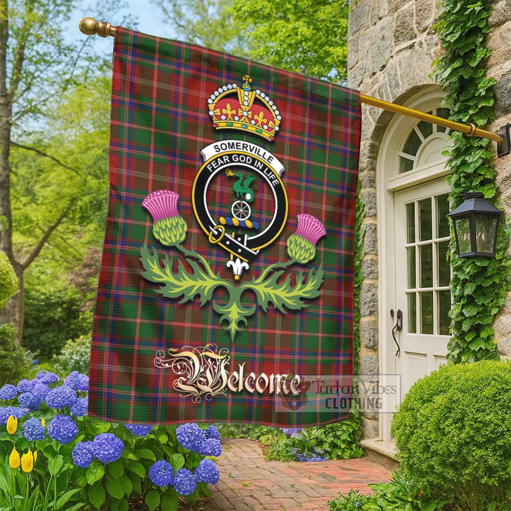 Somerville Tartan Family Crest Garden Flag Royal Thistle Welcome Style - Tartan Vibes Clothing