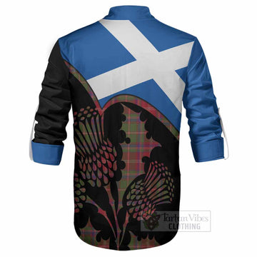 Somerville Tartan Family Crest Ghillie Shirt Scotland Thistle Floral Flag Style
