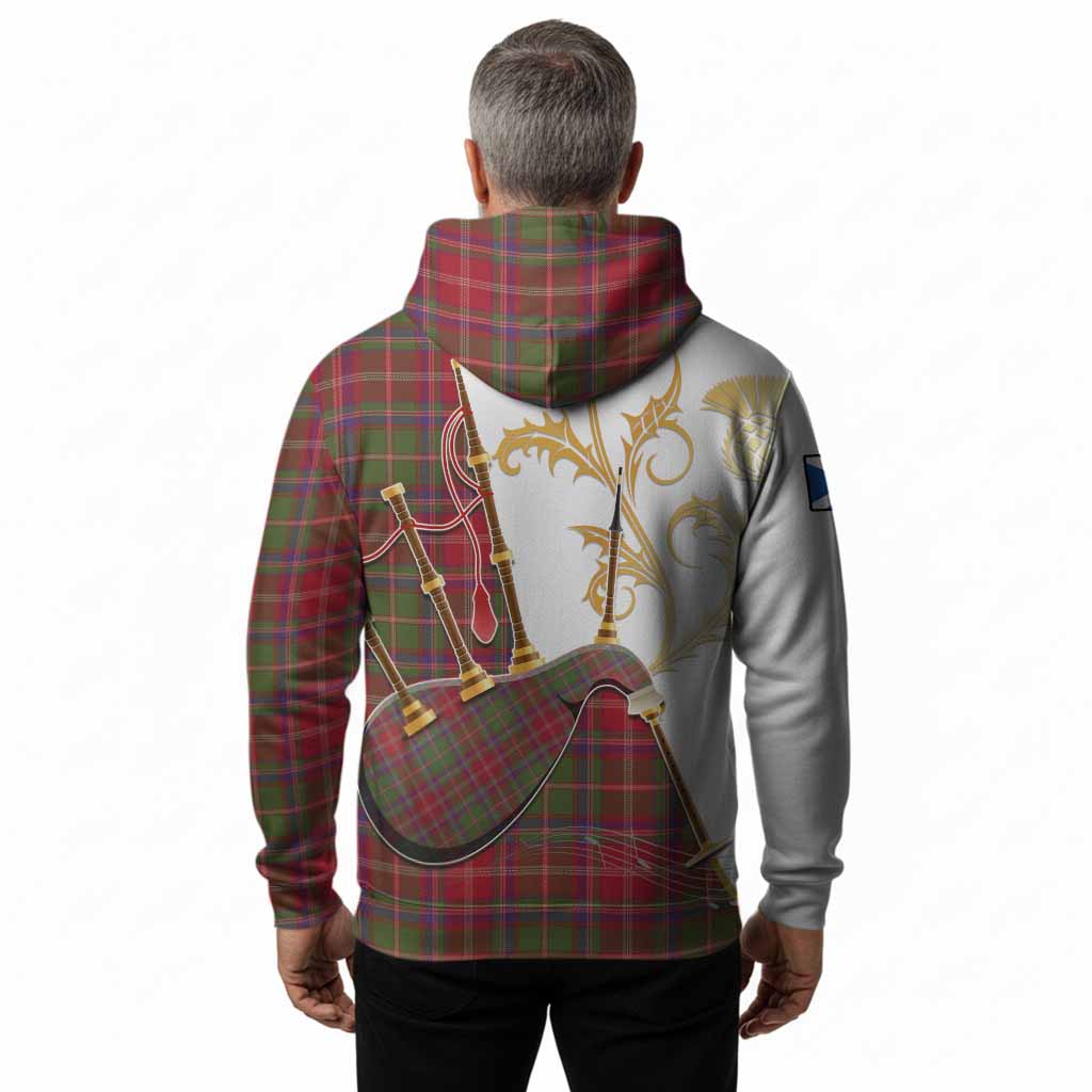 Somerville Tartan Family Crest Hoodie Bagpipes with Scottish Thistle