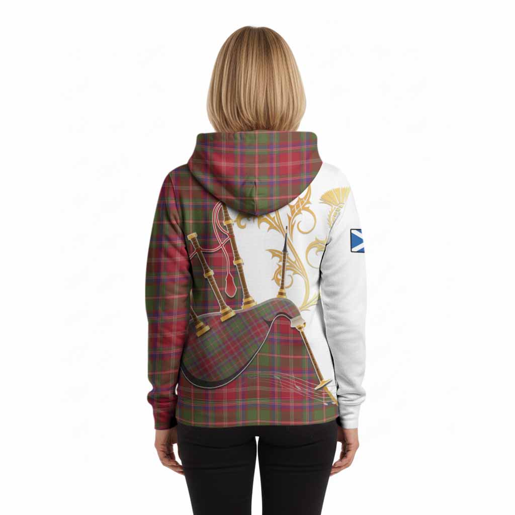 Somerville Tartan Family Crest Hoodie Bagpipes with Scottish Thistle