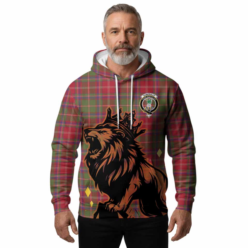 Somerville Tartan Family Crest Hoodie Crowned Lion Roaring