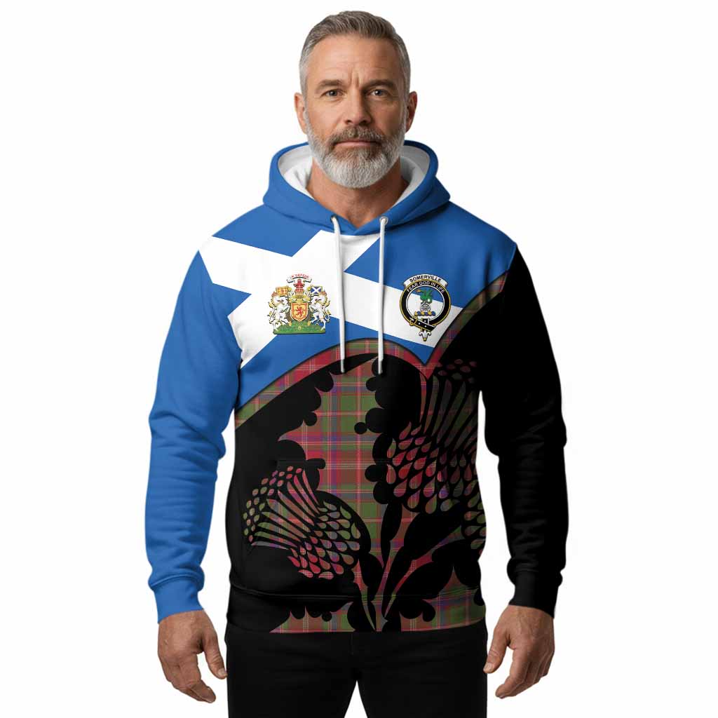 Somerville Tartan Family Crest Hoodie Scotland Thistle Floral Flag Style