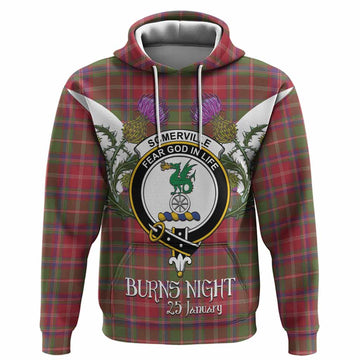 Somerville Tartan Family Crest Hoodie Scottish Burns Night Thistle Floral