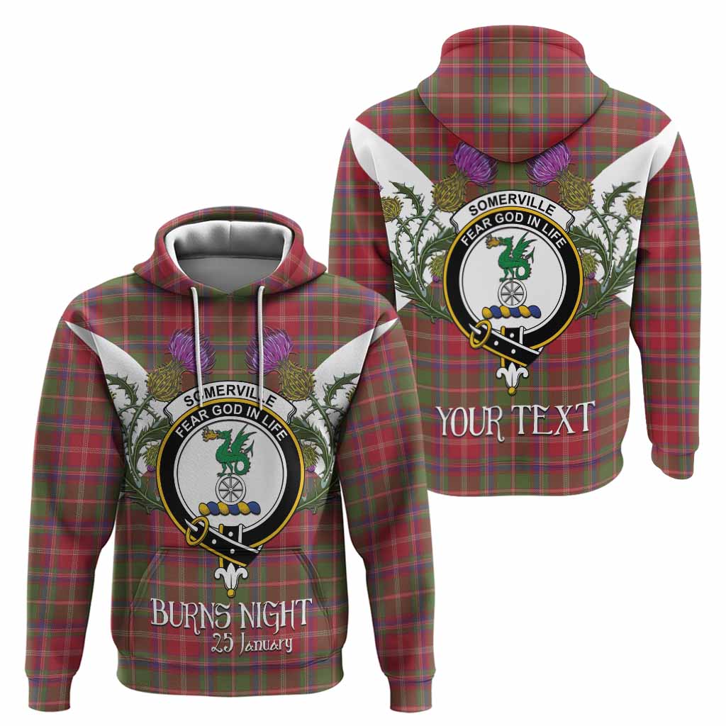 Somerville Tartan Family Crest Hoodie Scottish Burns Night Thistle Floral