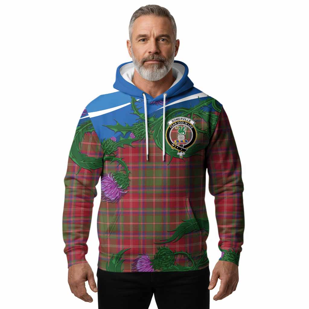 Somerville Tartan Family Crest Hoodie Thistle in Minimalism