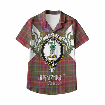 Somerville Tartan Family Crest Kid Hawaiian Shirt Scottish Burns Night Thistle Floral