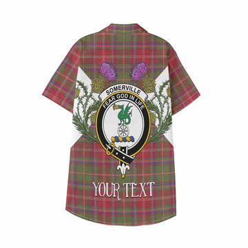 Somerville Tartan Family Crest Kid Hawaiian Shirt Scottish Burns Night Thistle Floral