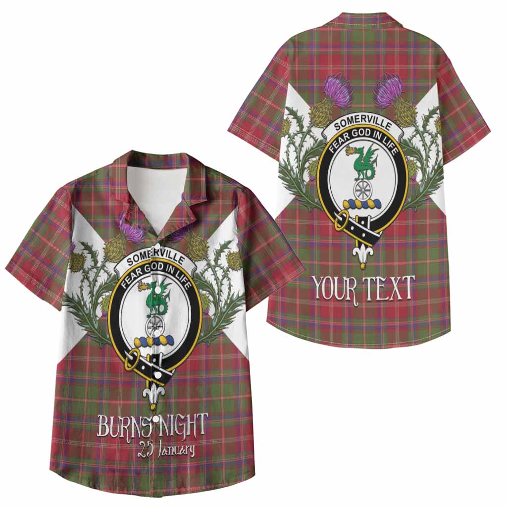 Somerville Tartan Family Crest Kid Hawaiian Shirt Scottish Burns Night Thistle Floral