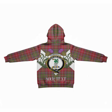 Somerville Tartan Family Crest Kid Hoodie Scottish Burns Night Thistle Floral