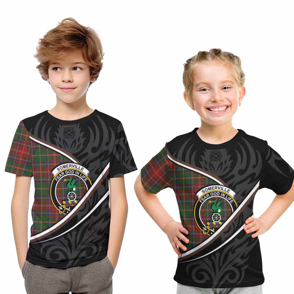 Somerville Tartan Family Crest Kid T-shirt Celtic Scottish Thistle Floral - Tartan Vibes Clothing