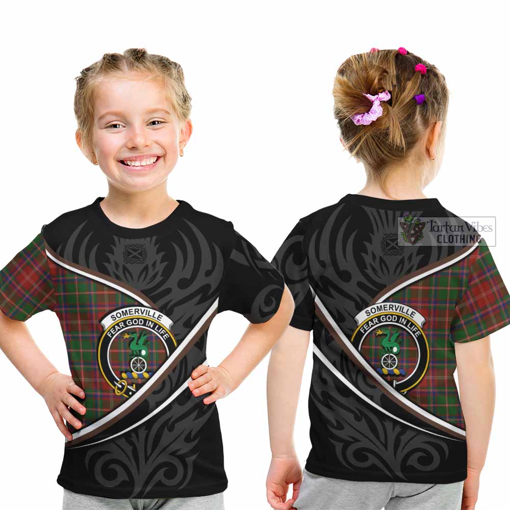 Somerville Tartan Family Crest Kid T-shirt Celtic Scottish Thistle Floral - Tartan Vibes Clothing