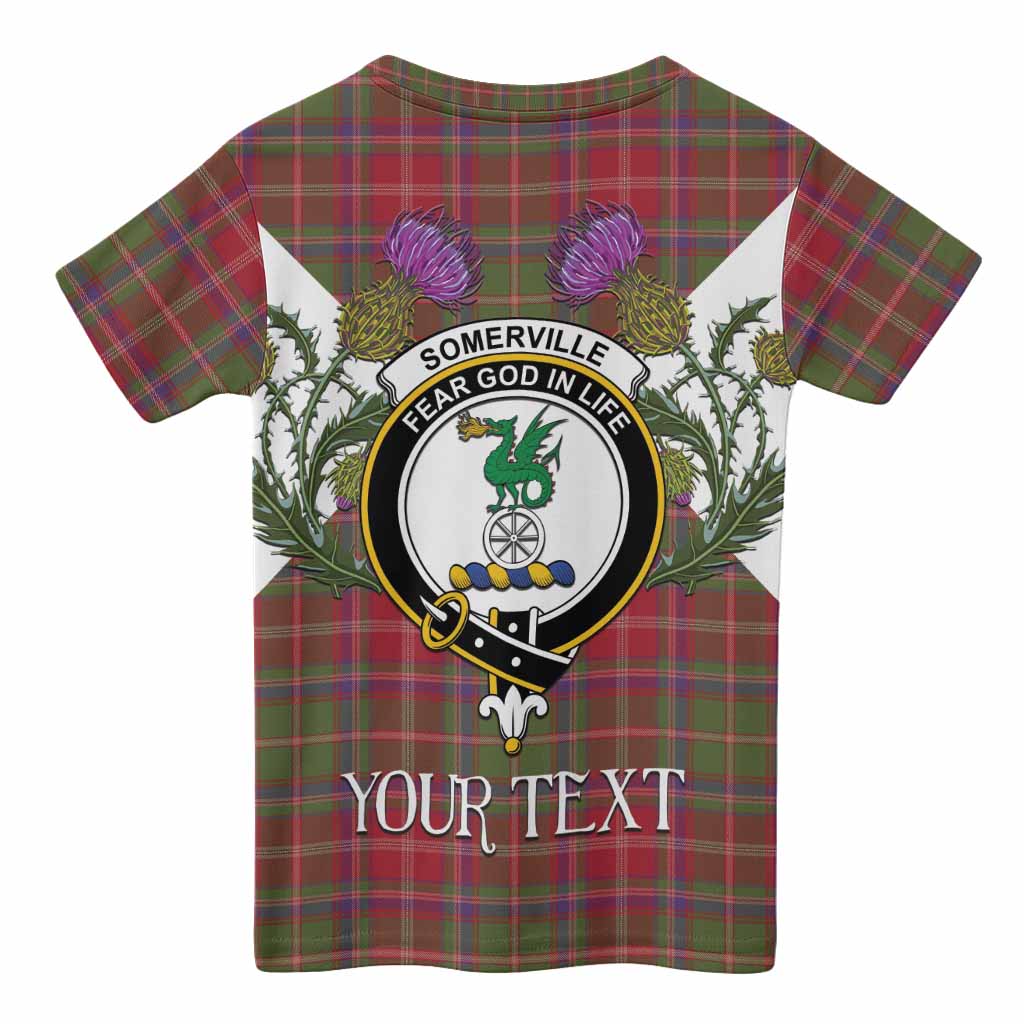 Somerville Tartan Family Crest Kid T-shirt Scottish Burns Night Thistle Floral