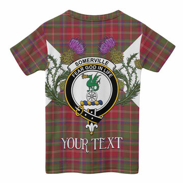 Somerville Tartan Family Crest Kid T-shirt Scottish Burns Night Thistle Floral
