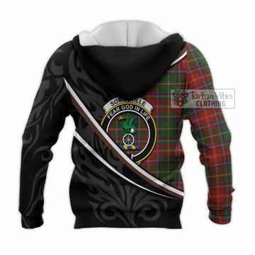 Somerville Tartan Family Crest Knitted Hoodie Celtic Scottish Thistle Floral