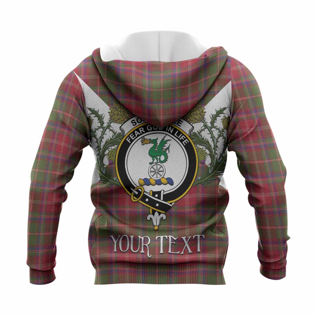 Somerville Tartan Family Crest Knitted Hoodie Scottish Burns Night Thistle Floral