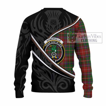 Somerville Tartan Family Crest Knitted Sweater Celtic Scottish Thistle Floral - Tartan Vibes Clothing