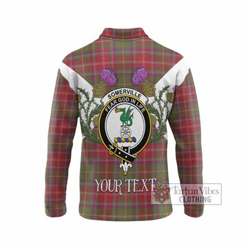 Somerville Tartan Family Crest Long Sleeve Polo Shirt Scottish Burns Night Thistle Floral
