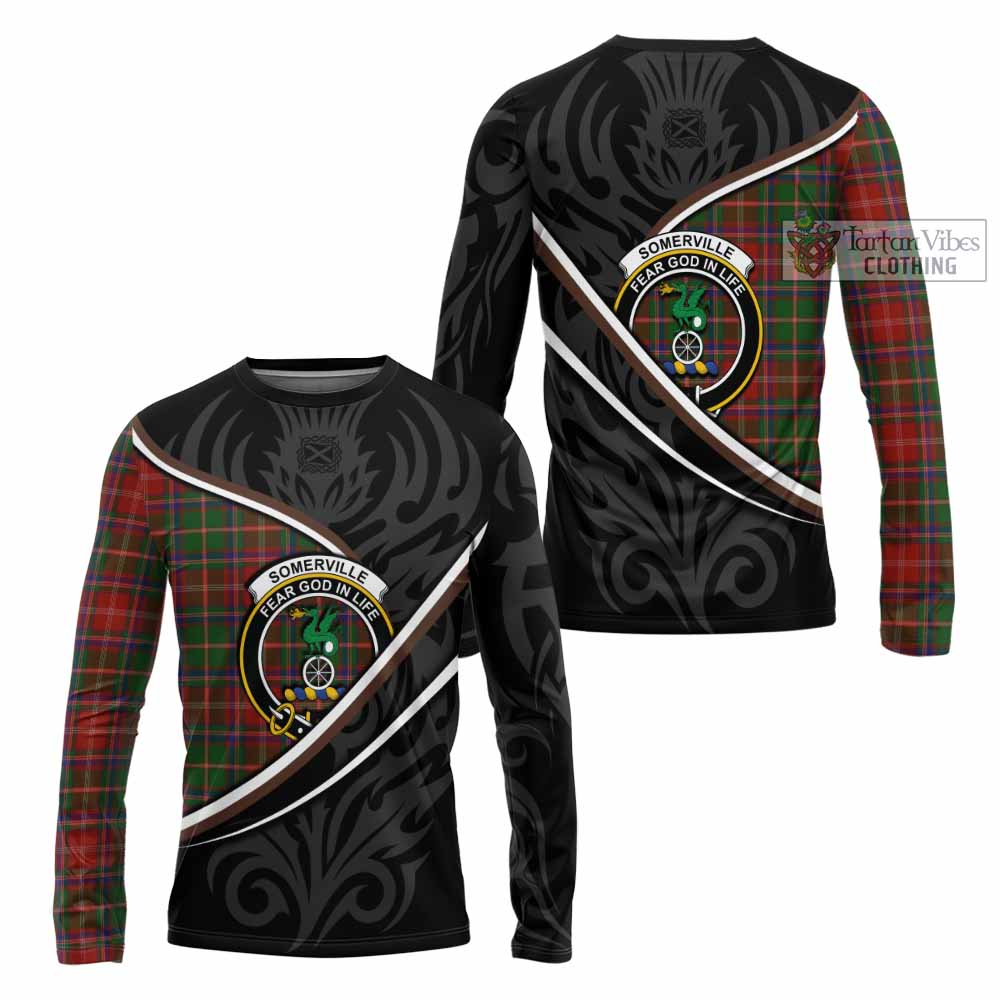 Somerville Tartan Family Crest Long Sleeve T-Shirt Celtic Scottish Thistle Floral - Tartan Vibes Clothing
