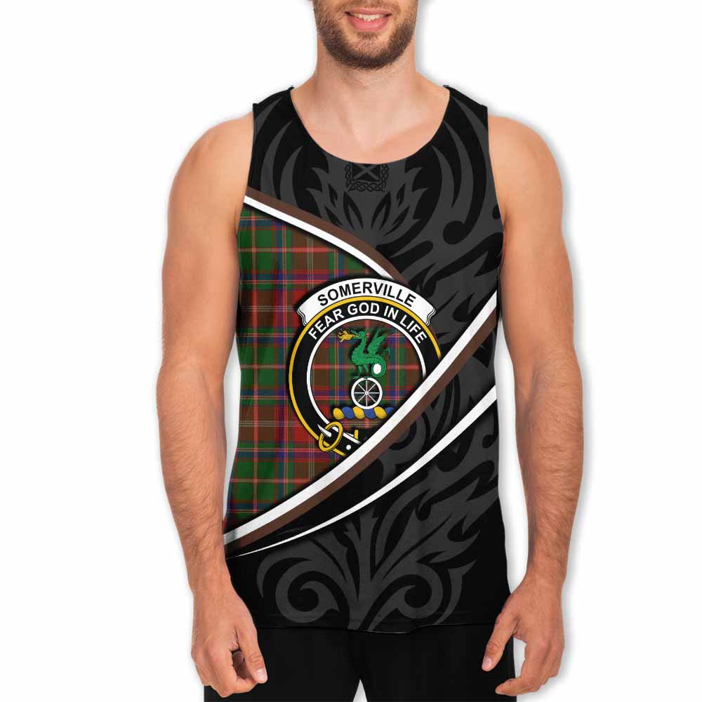 Somerville Tartan Family Crest Men Tank Top Celtic Scottish Thistle Floral - Tartan Vibes Clothing