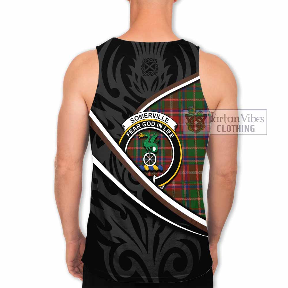 Somerville Tartan Family Crest Men Tank Top Celtic Scottish Thistle Floral - Tartan Vibes Clothing