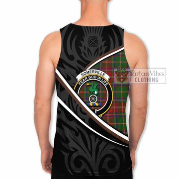Somerville Tartan Family Crest Men Tank Top Celtic Scottish Thistle Floral - Tartan Vibes Clothing