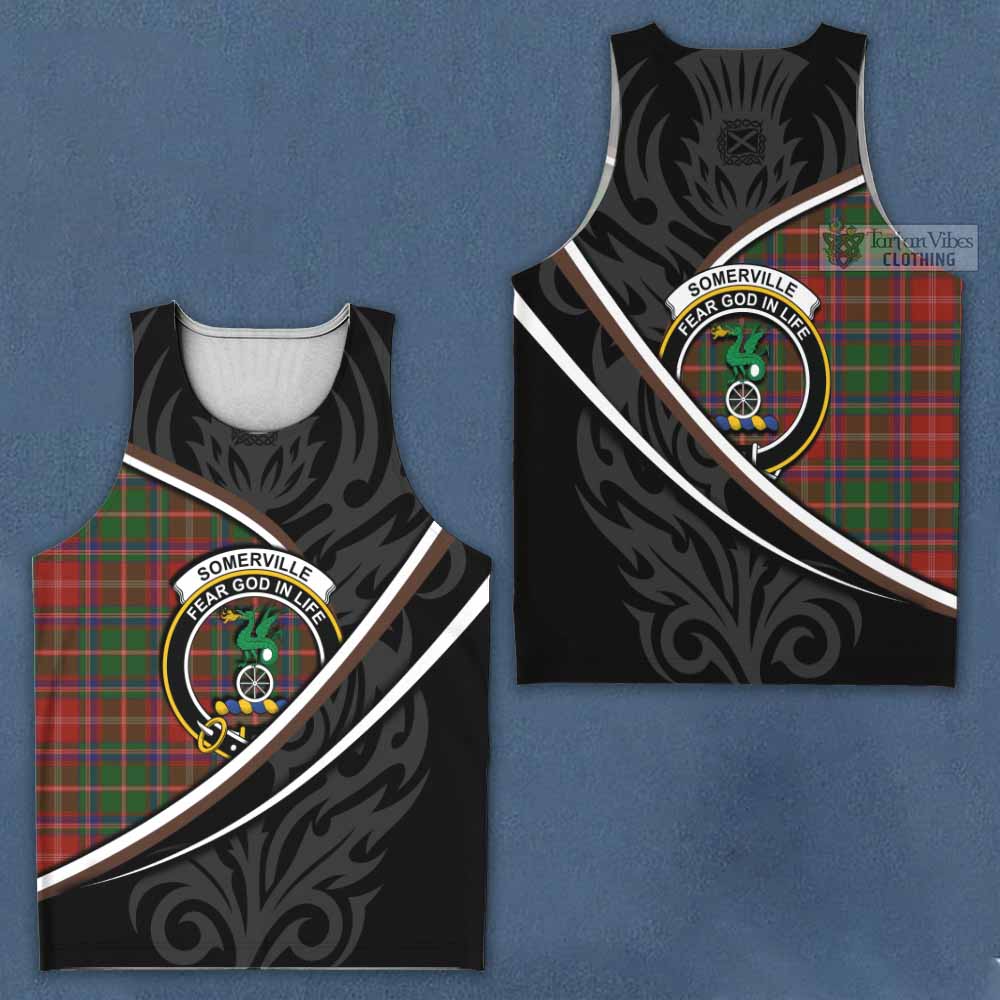 Somerville Tartan Family Crest Men Tank Top Celtic Scottish Thistle Floral - Tartan Vibes Clothing