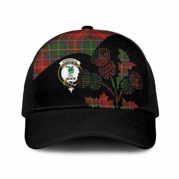 Somerville Tartan Family Crest Mesh Trucker Cap Scotland Thistle Floral Flag Style