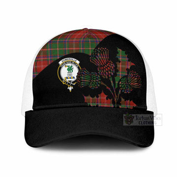 Somerville Tartan Family Crest Mesh Trucker Cap Scotland Thistle Floral Flag Style