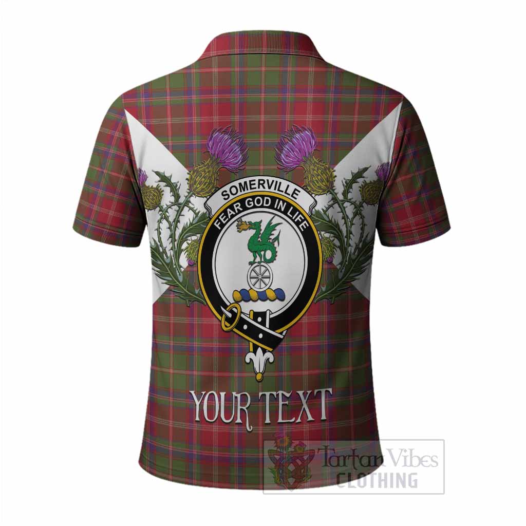 Somerville Tartan Family Crest Polo Shirt Scottish Burns Night Thistle Floral